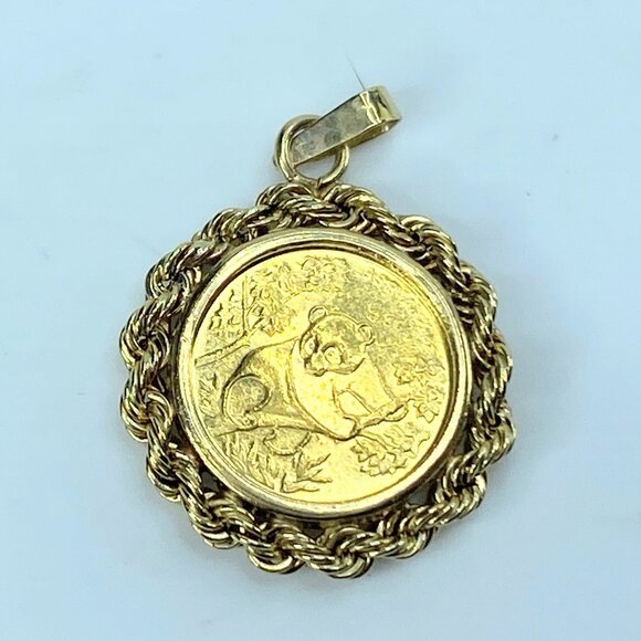 Jewelry - 1992 China Panda 1/20oz 5 yuan gold coin 14k Rope link bezel 2.6g JR9342
